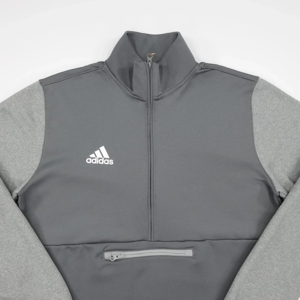 Adidas Men's Team Issue Half Zip Pocket Comfy Soft Fleece Sweatshirt Gray Size M